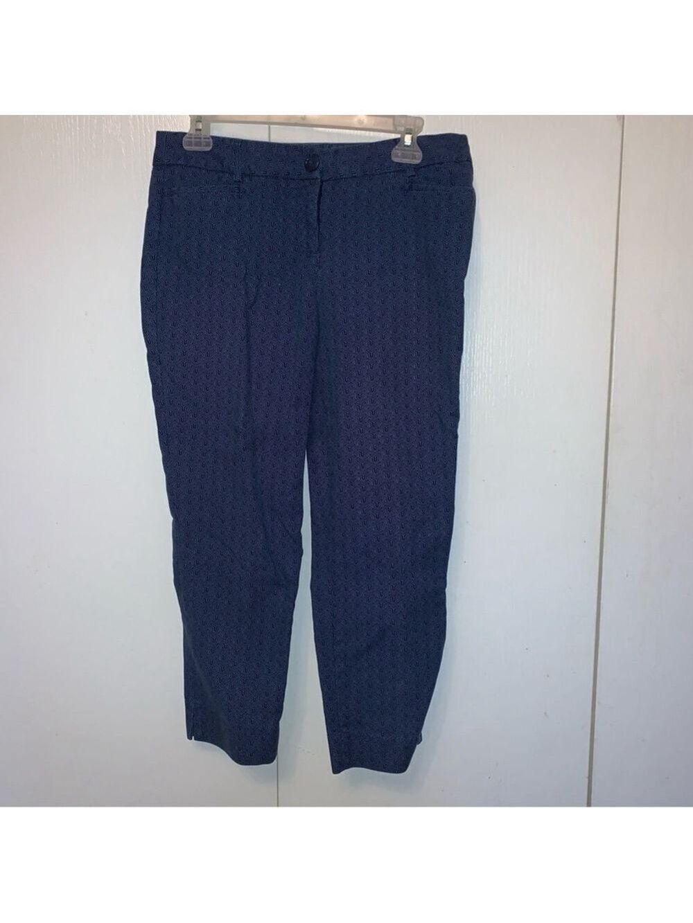 Size 8 Dalia blue geometric pattern capri pants size 8